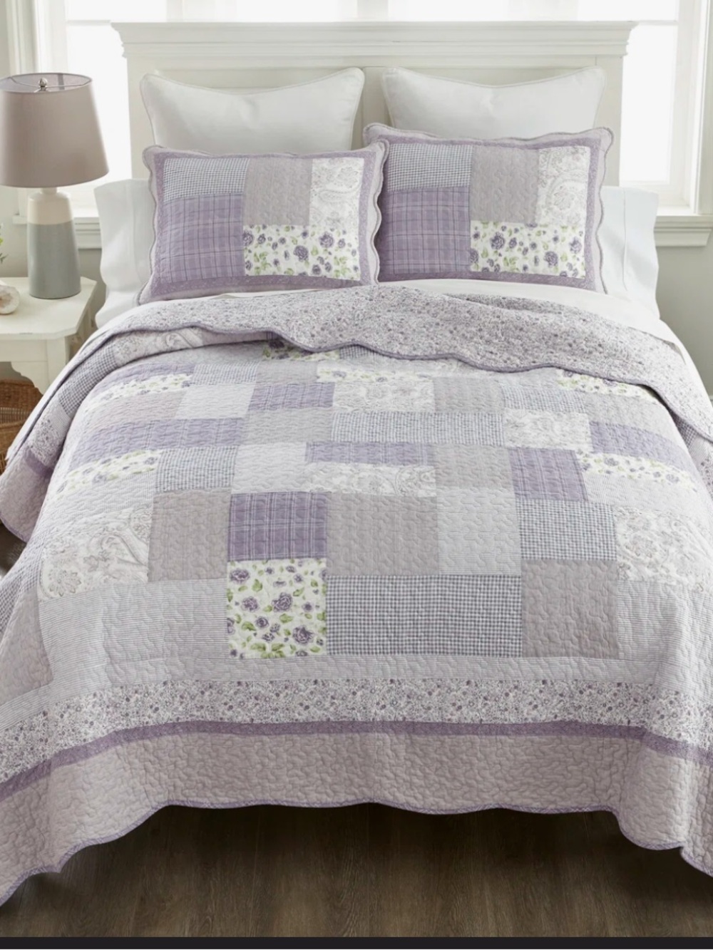 Donna Sharp Lavender Rose Quilt Set - 3 pieces Patchwork Cotton Farmhouse